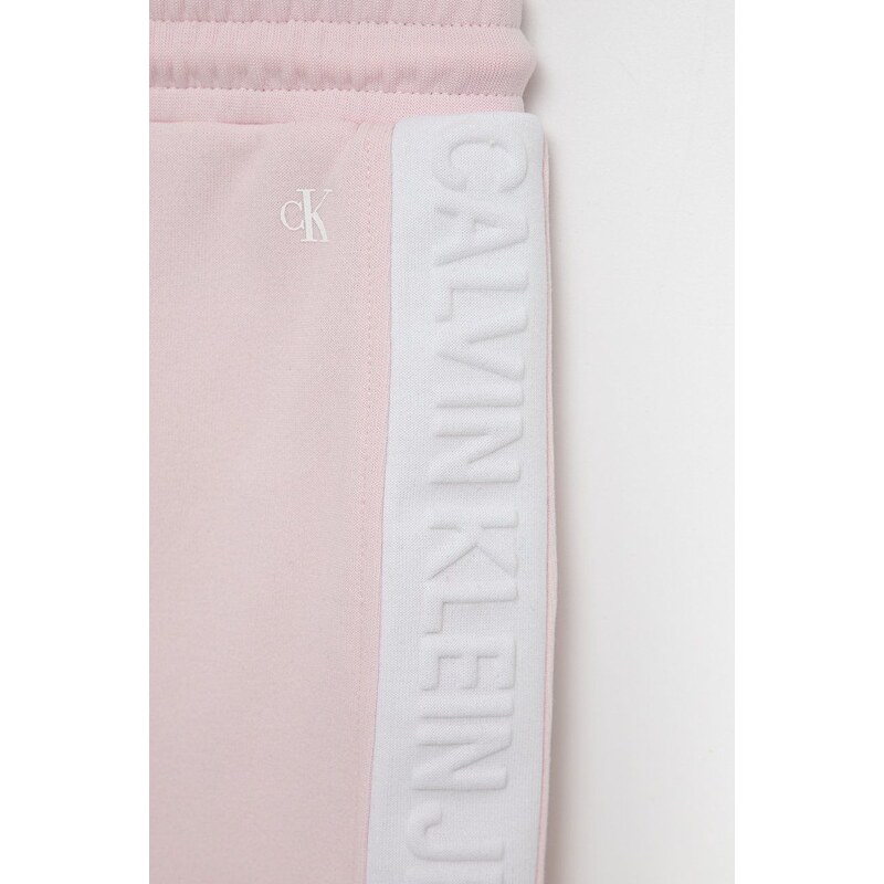 Dievčenská sukňa Calvin Klein Jeans ružová farba, mini, rovná
