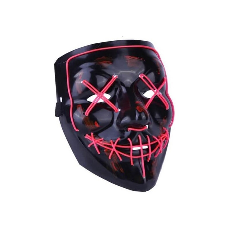 Purge Halloweenska Maska LED ružová