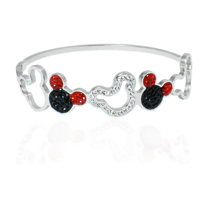 BM Jewellery Pevný oceľový náramok Mickey Mouse so zirkónmi S11177120 31318920