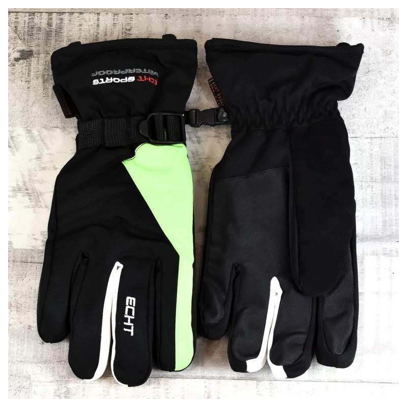 ECHT Pánske čierno-zelené rukavice SKI 64501815
