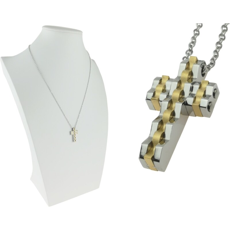 CITY STORM Retiazka s príveskom kríž v strieborno zlatom prevedení 66889227