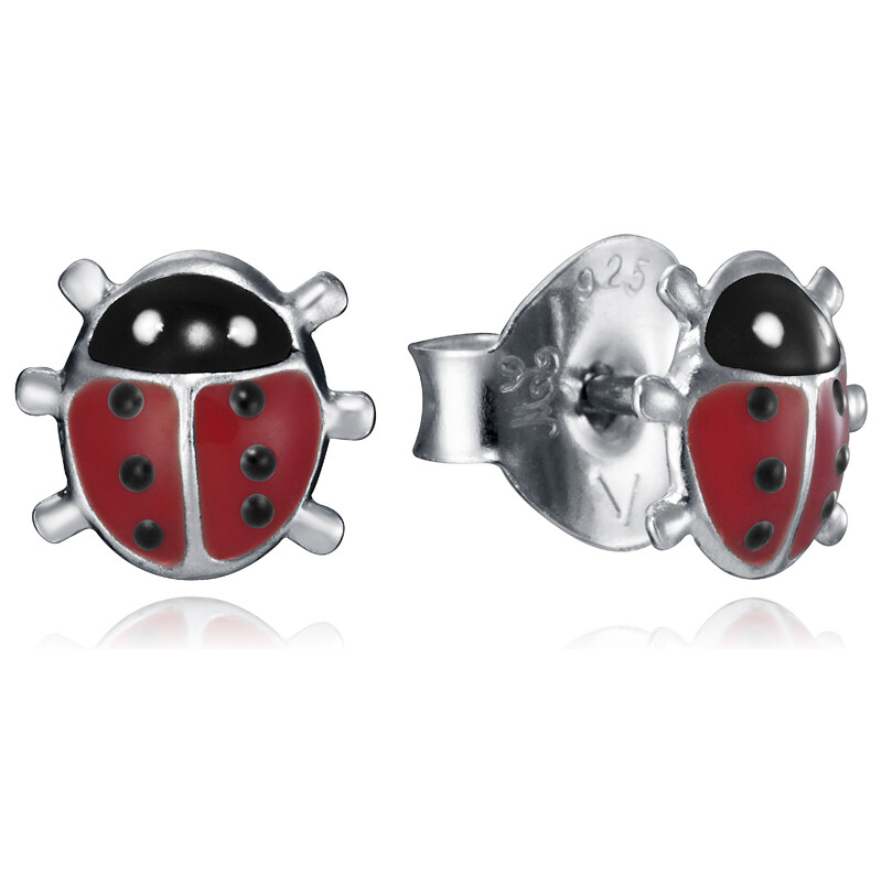 Viceroy Strieborné dievčenské náušnice pre šťastie s lienkou Sweet 66591756