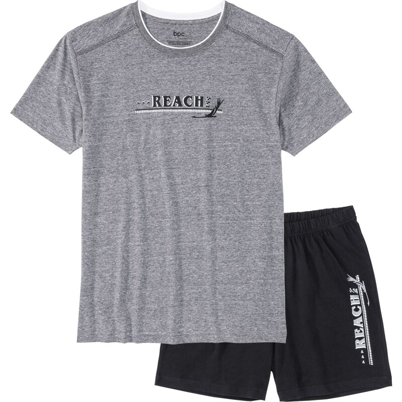 bonprix Krátke pyžamo s mäkkou bavlnou, farba šedá 44742569