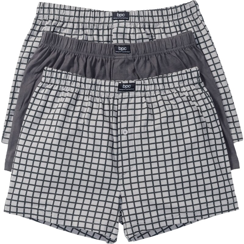 bonprix Voľné džersejové boxerky z bavlny (3 ks), farba šedá 44732239