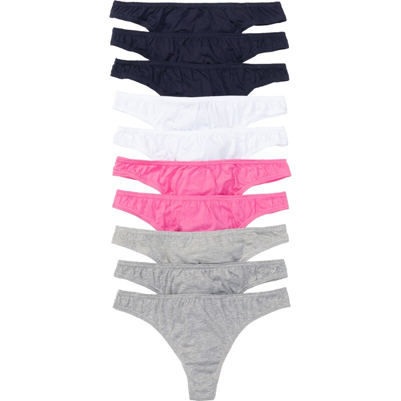 bonprix Nohavičky string (10 ks), farba šedá 44741189