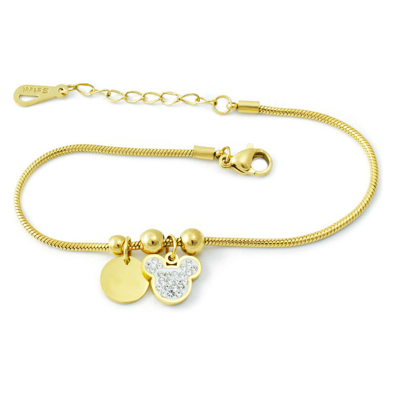 BM Jewellery Dámsky náramok Mickey Mouse zlatý z chirurgickej ocele 31319066