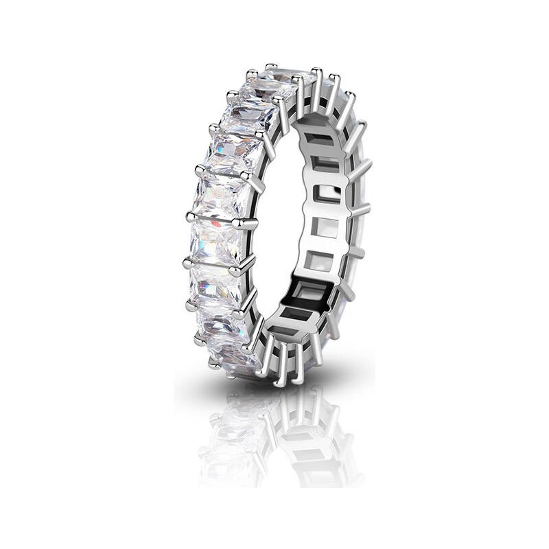 Emporial strieborný rhodiovaný prsteň Krištáľový klenot 41502003