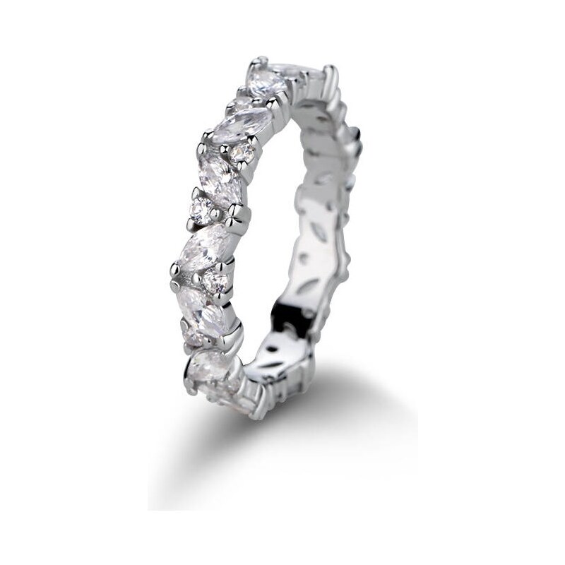 Emporial strieborný rhodiovaný prsteň Trblietavé lístky 41493175