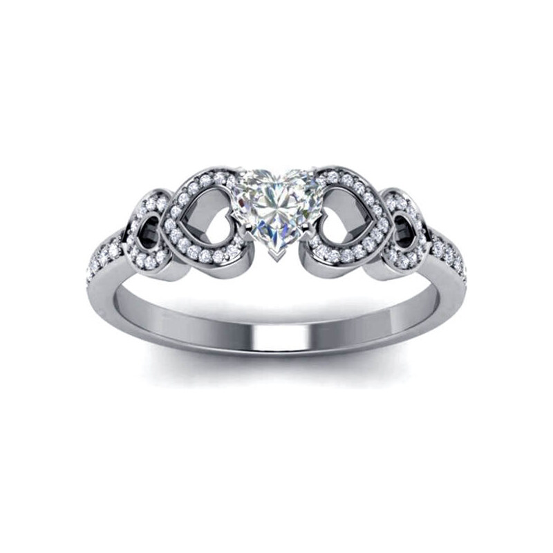 Emporial strieborný rhodiovaný prsteň Milované srdce 41501732