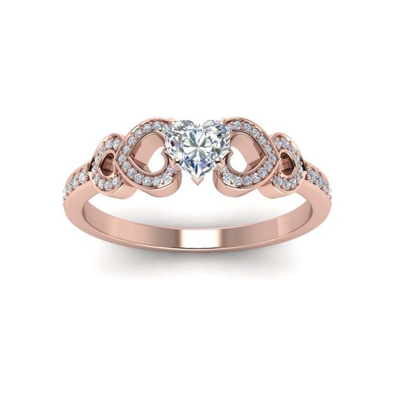 Royal Fashion pozlátený prsteň Milované srdce 14k ružové zlato 41493180