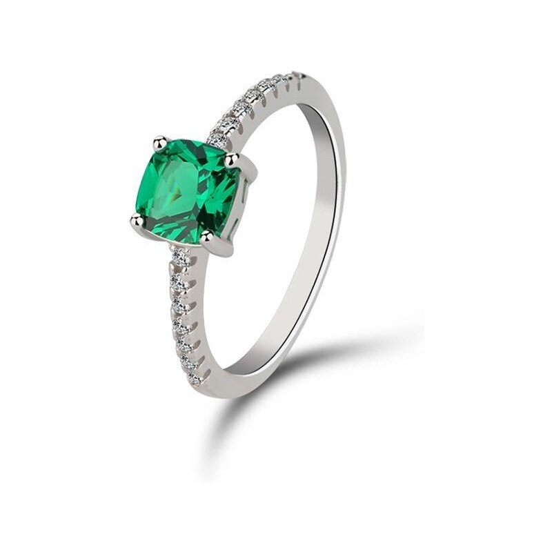 Emporial strieborný rhodiovaný prsteň Smaragdový kameň 41501744