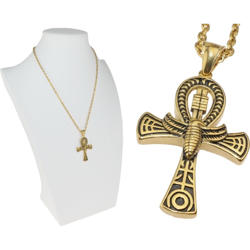 CITY STORM Retiazka s príveskom zlatý kríž ANKH zdobený z chirurgickej 66889395
