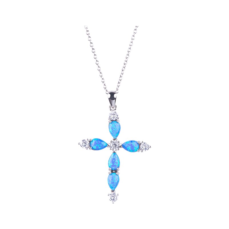 Olivie Strieborný náhrdelník OPÁLOVÝ KRÍŽ 5664 30102971