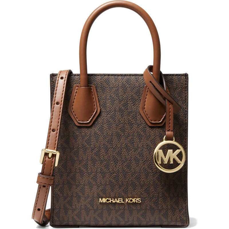 Michael Kors Mercer Extra-Small Logo and Leather Crossbody Bag Brown 30133365