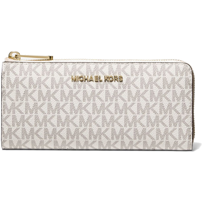 Michael Kors Jet Set Travel Large Logo Quarter-Zip Wallet Vanilla 30133368