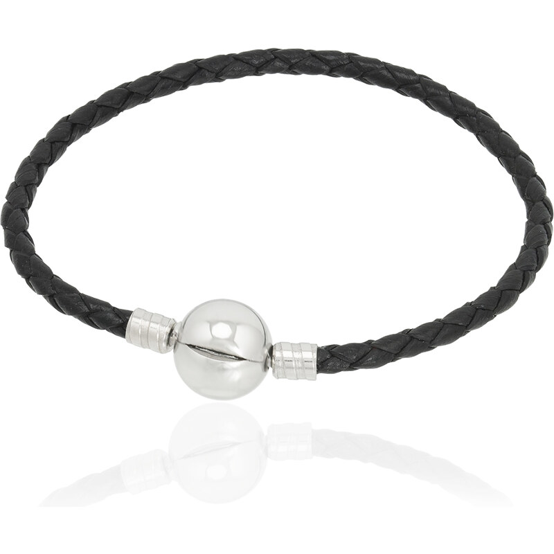 Lindas Jewelry Kožený náramok Čierny Chirurgická oceľ INR127 30127334