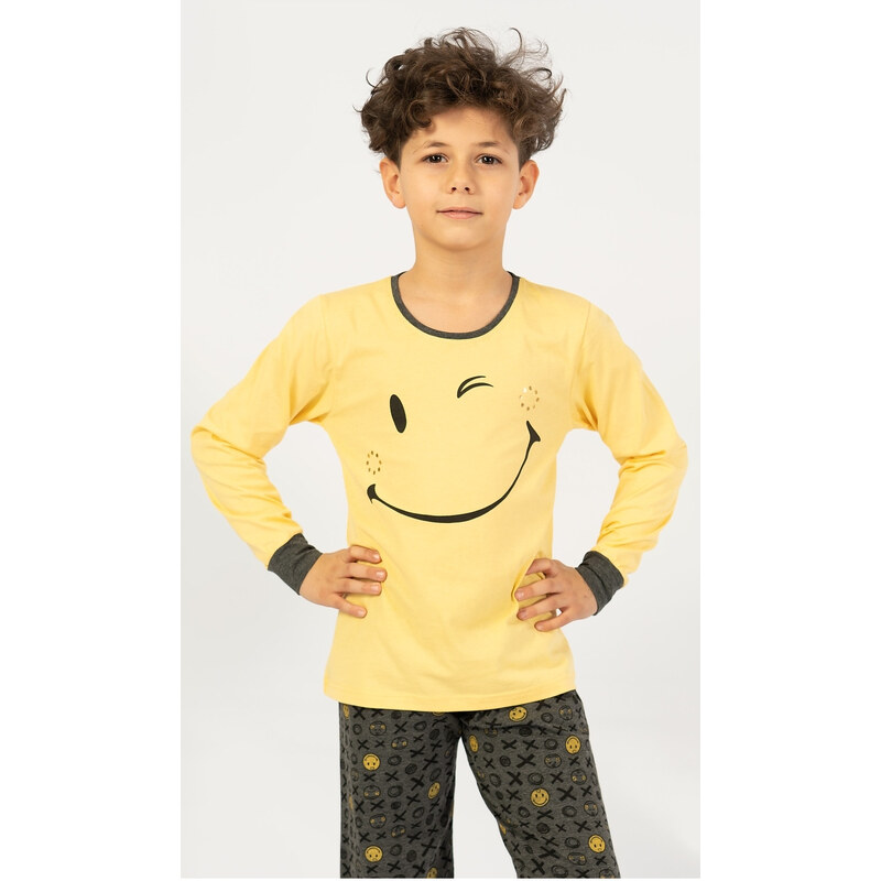Vienetta Kids Dětské pyžamo dlouhé Patrik, farba žltá, 70% bavlna 30% polyester