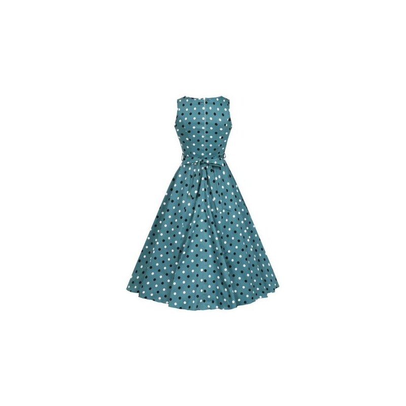 Lady Vintage Hepburn zelené šaty s bodkami
