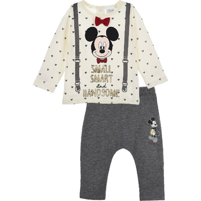 Krémovo-sivá sada Mickey Mouse - Small, Smart and Handsome 30155521