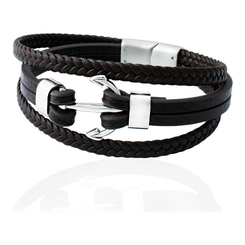 BM Jewellery Pánsky kožený náramok kotva hnedý S11226190 31319082