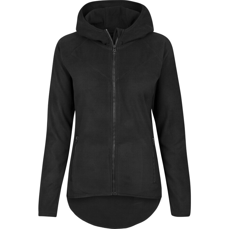 Urban Classics Womens Polar Fleece Zip-Up Hoodie in Black 50603218