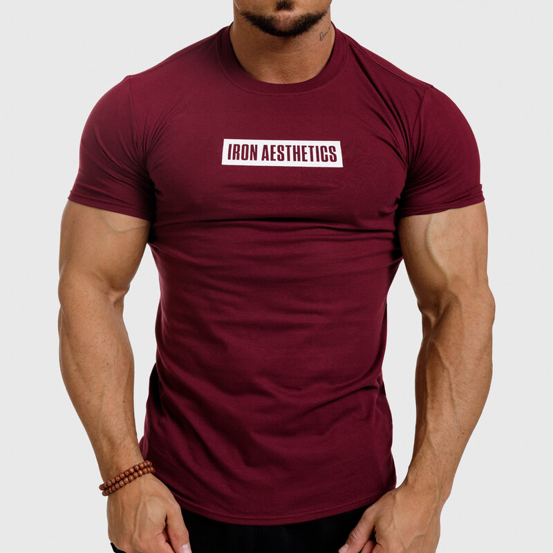 Pánske fitness tričko Iron Aesthetics Boxed, bordové 30163772