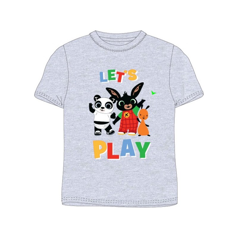 E plus M Chlapčenské tričko s krátkym rukávom Zajačik Bing, Flop a Pando - šedé