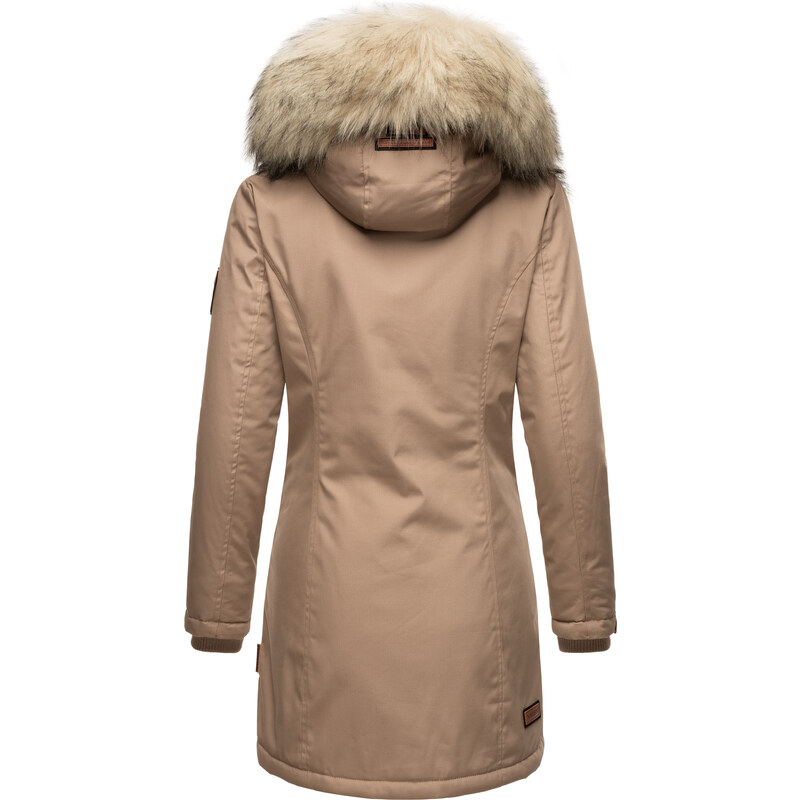 Dámska zimná bunda s kapucňou a kožušinkou Cristal Navahoo - TAUPE GREY
