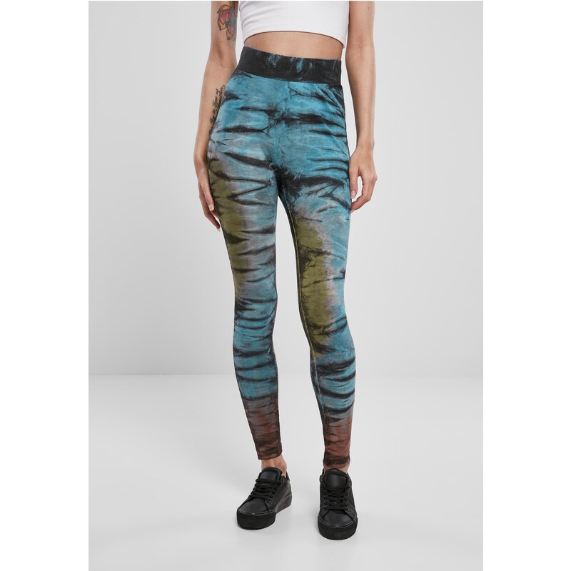 Urban Classics Womens Cotton Tie Dye High Waisted Leggings - Black 50667836