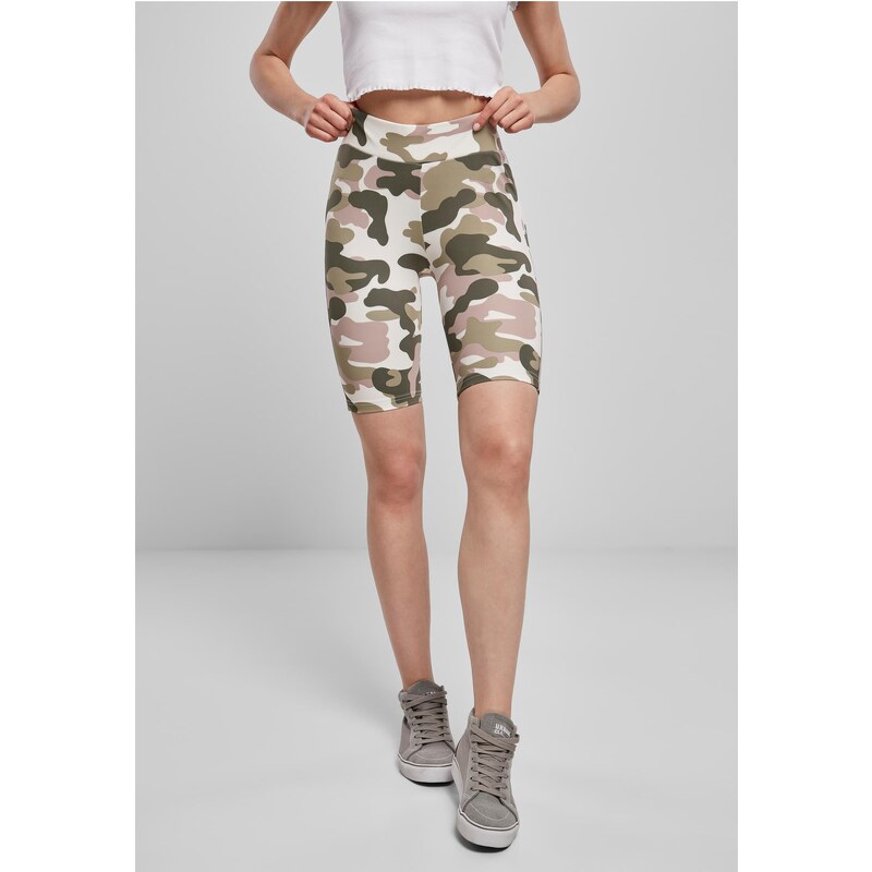 Urban Classics Womens High Waisted Shorts Camo Tech Cycle Dukrose camo 50500534