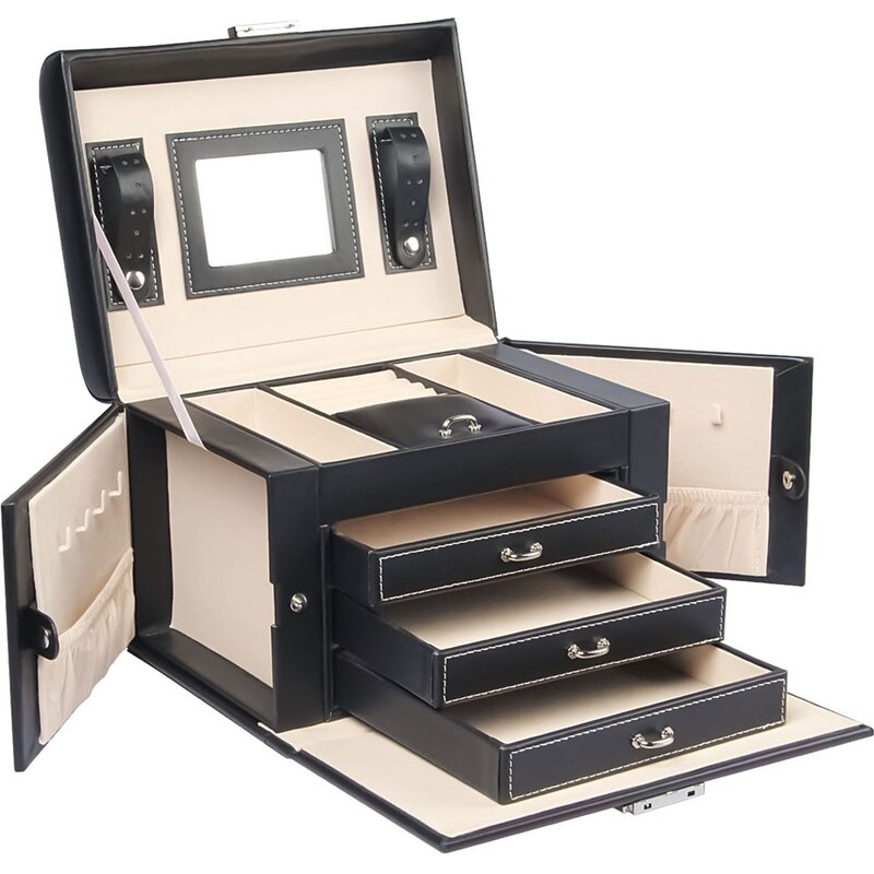 Troli Štýlová čierna šperkovnica so zrkadielkom 66578526