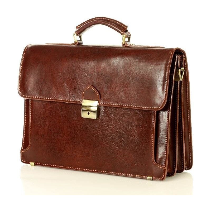 Mazzini Business MARCO MAZZINI Kožená aktovka Roberto | hnedá 35b 30242376