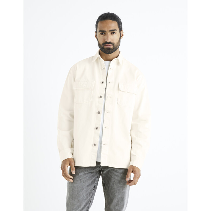 Béžová pánska rifľová košeľa Celio Battery 50646148