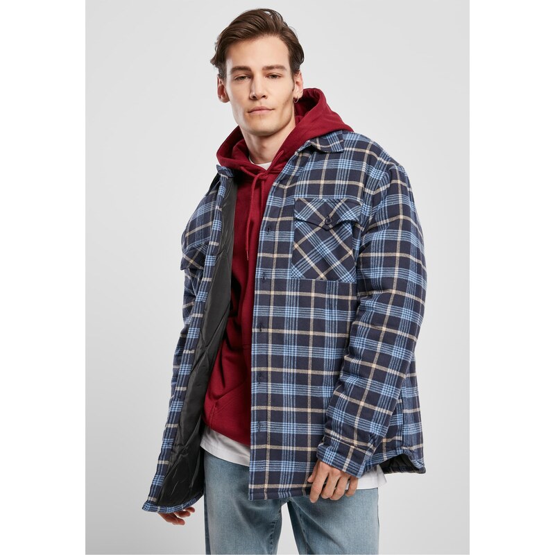 Urban Classics Plaid quilted shirt jacket light blue/navy blue 50688646