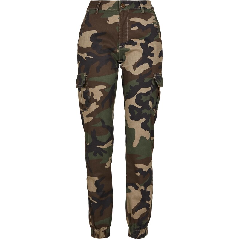 Urban Classics Womens camo cargo pants high waist woodcamo 50688474