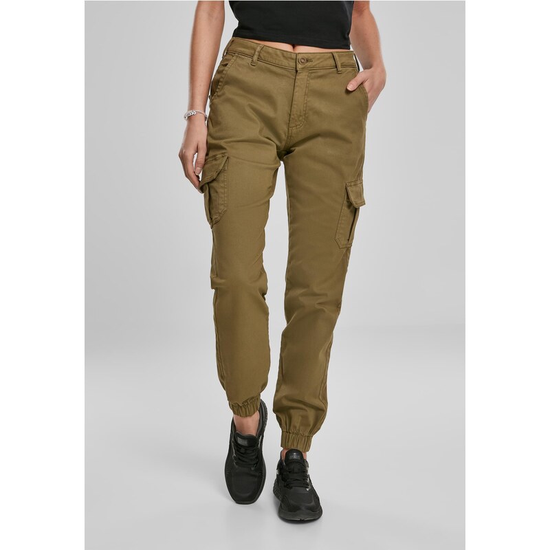 Urban Classics Womens high-waisted cargo trousers summer olive 50682607