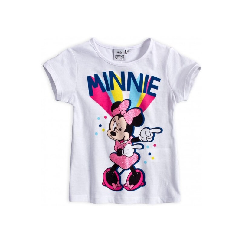Sun City Dievčenské bavlnené tričko s krátkym rukávom Minnie Mouse Disney - biele