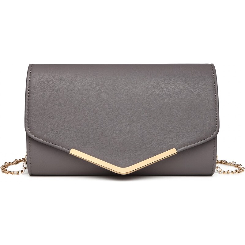 Miss Lulu Kabelka - listová, clutch z PU kože, šedá 46710190
