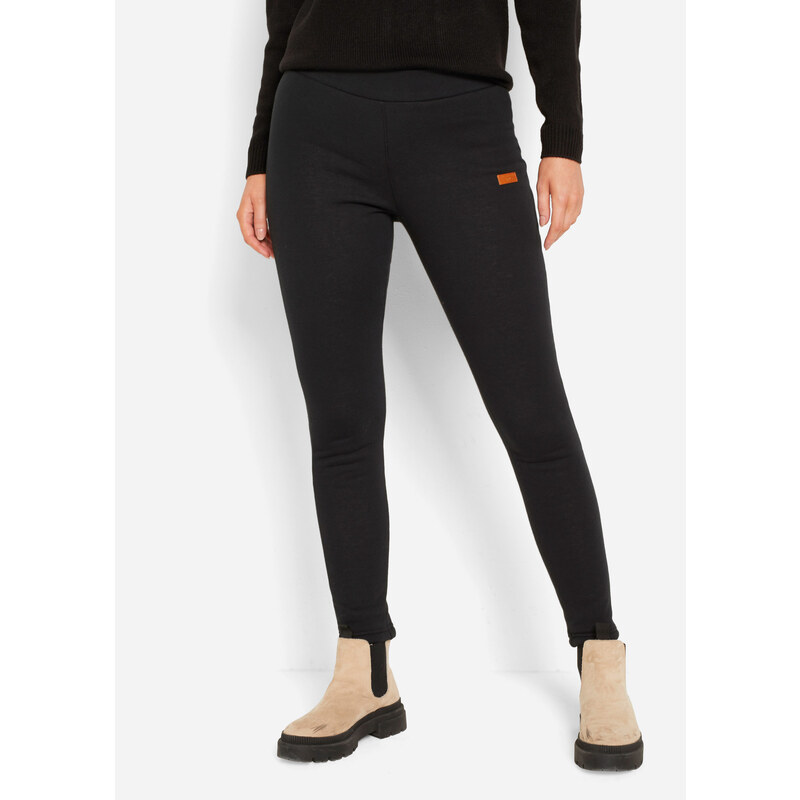 bonprix Legíny s umelou kožušinkou, farba čierna 45715952