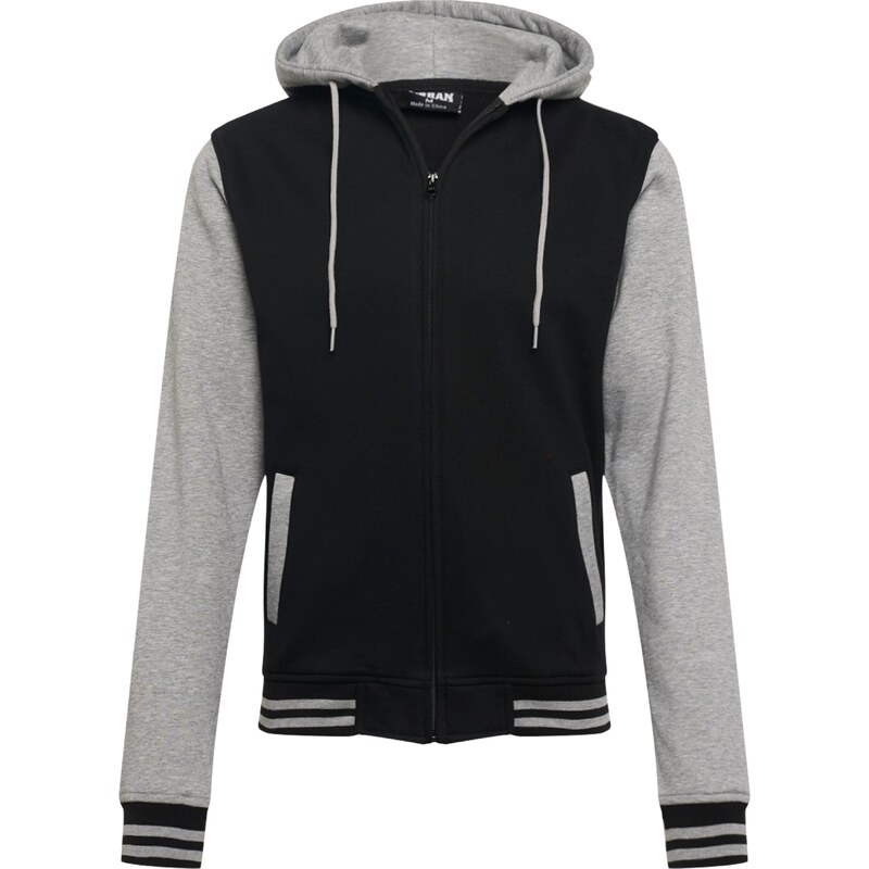 Urban Classics Tepláková bunda sivá melírovaná / čierna 22471301