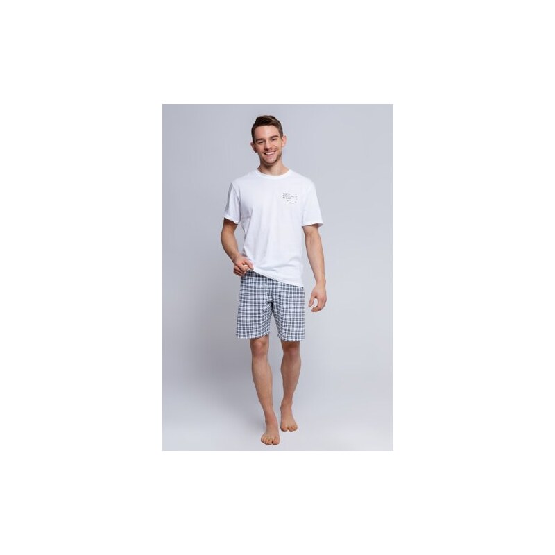 Sensis Pánske krátke bavlnené pyžamo Chris, Farba biela-čierna