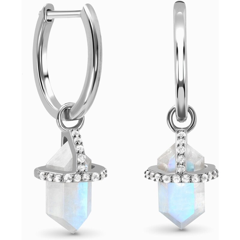 Royal Exklusive Emporial strieborné rhodiované visiace náušnice Dúhový 55603926