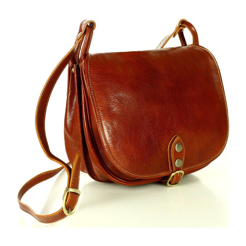 GENUINE LEATHER MAZZINI Dámska kožená kabelka | hnedá camel L86b 30313171