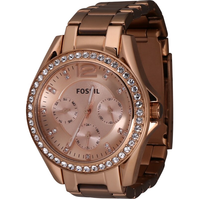 FOSSIL Analógové hodinky Riley ružové zlato 48100273