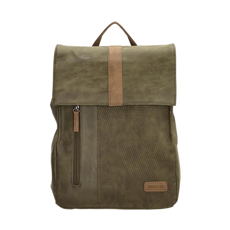 Beagles Tmavozelený elegantný kožený batoh „Twister“ 30340072
