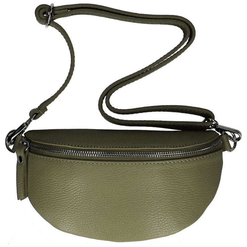 Vera Pelle Kožená dámska ľadvinka s upraviteľným popruhom Jean vojnová 30342797