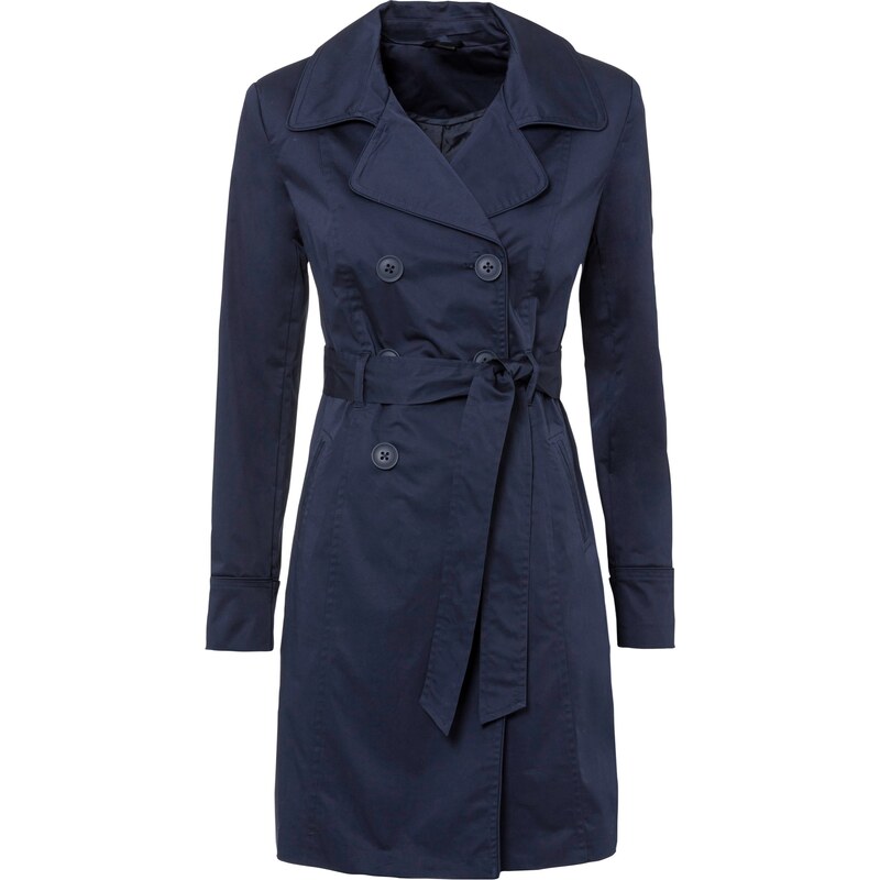 bonprix Trenčkot z bavlny, farba modrá 48373665