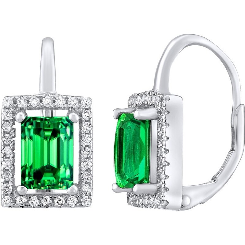 Silvego Strieborné náušnice PALOMA so zeleným zirkónom LPSPE0455G 66591926