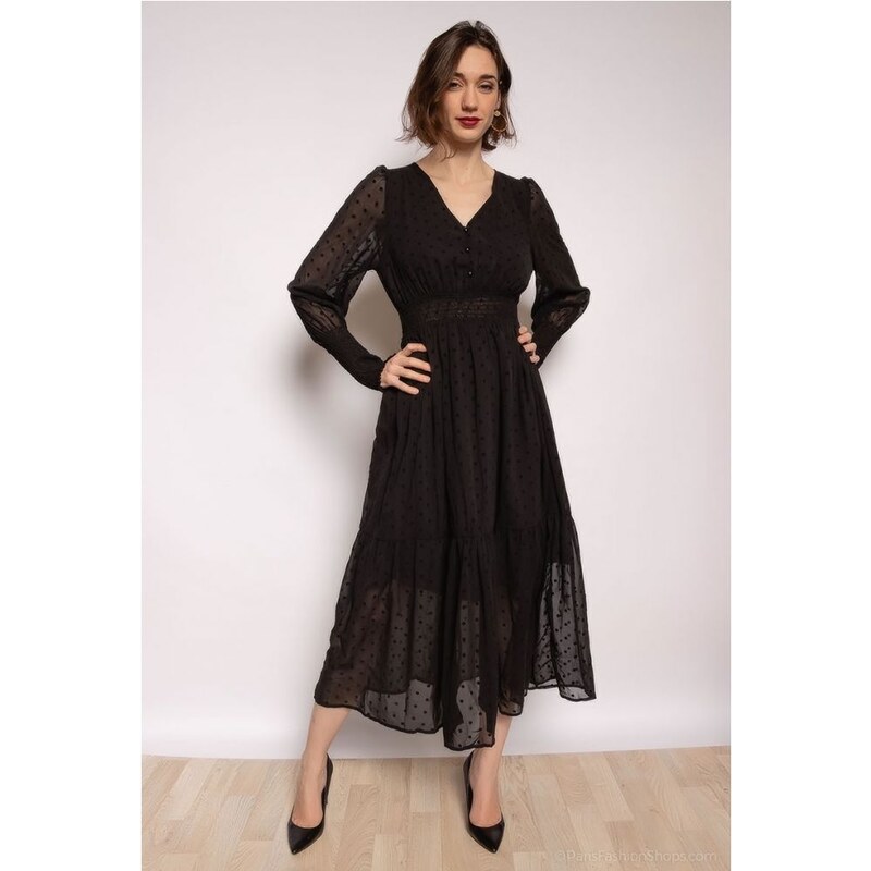 LILY WHITE Čierne bodkované šaty 30425396