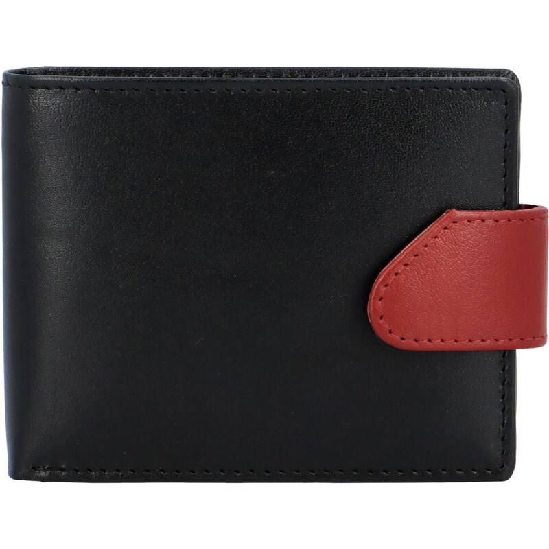 Hladká pánska čierno červená kožená peňaženka - Tomas 76VT čierna 30437248